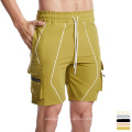 New Design Men&#39;s Sport Short Big Pocket Fitness Shorts Men da cintura elástica por atacado shorts de carga